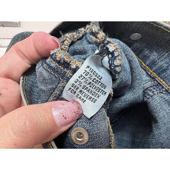 Younique sz small Cropped blue jean jacket small americana classic layering #33B - Picture 6 of 7